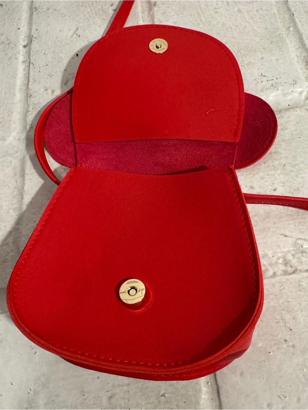 Vintage Red Mouse Ears Crossbody Purse with Black Bow, Made in Korea